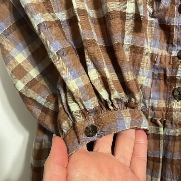 Madewell Indie Midi Peasant Dress Plaid XS - Picture 7 of 10